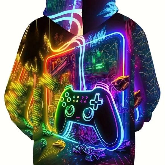 Mens NWOT Neon Gaming Hoodie - Picture 2 of 2